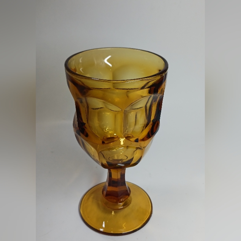 Vintage Libbey Ashburton Amber Glass Goblet